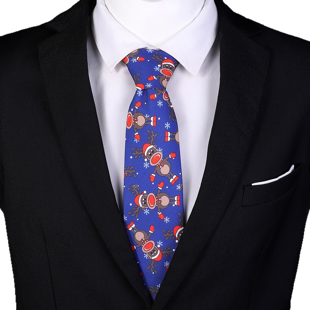 Picture of Polyester printed tie Christmas flower tie holiday formal wear clothing accessories men's tie