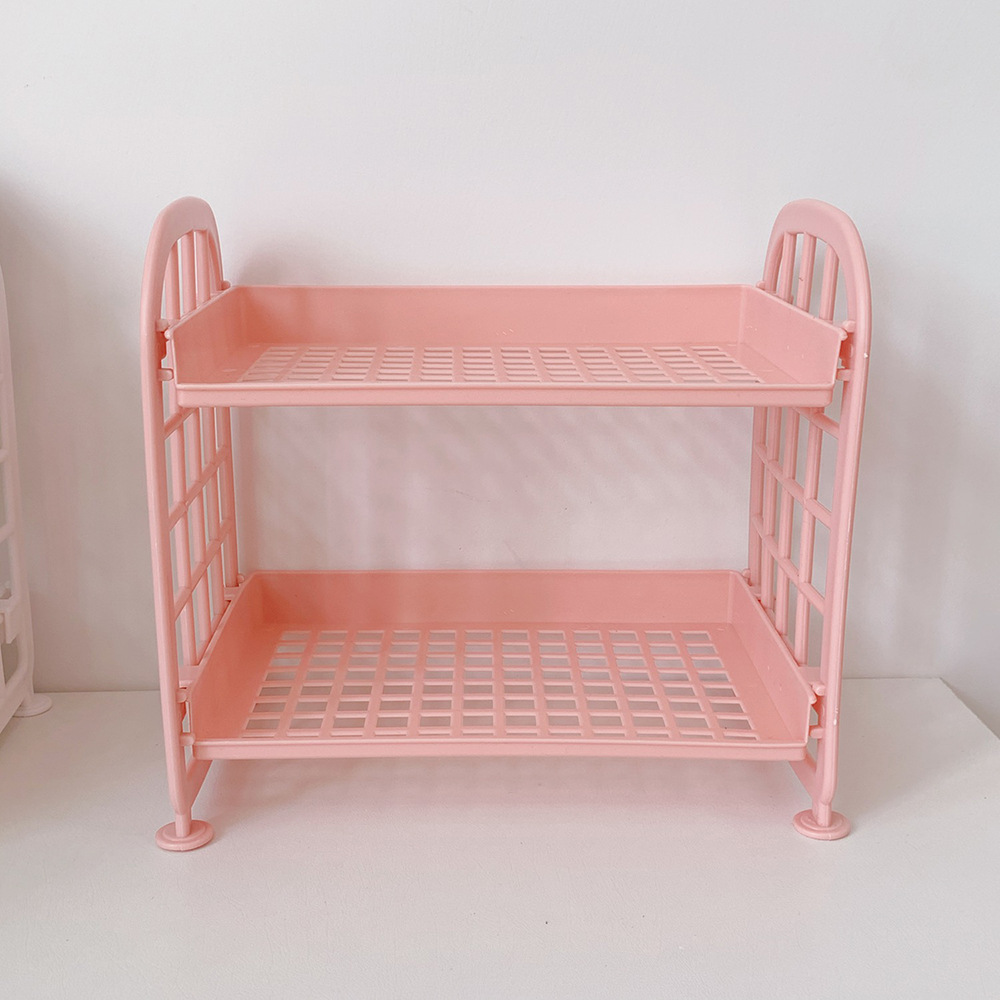 Picture of New Ins Cosmetic Jewelry Double-layer Folding Storage Rack Simple Household Desktop Bathroom Storage Rack Storage Rack