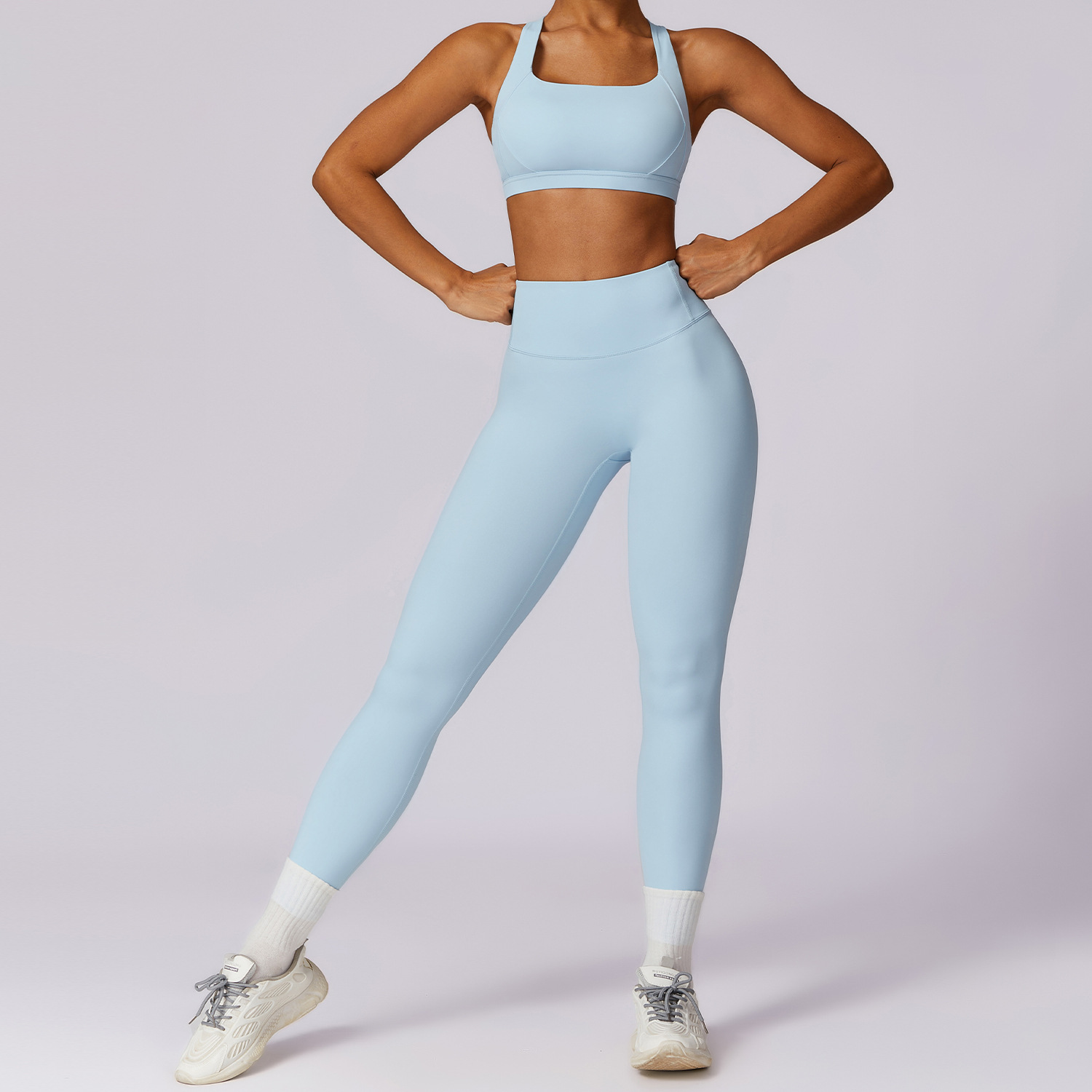 Picture of Spring Naked Sense Quick-drying Yoga Suit Women's Professional Gym Training Morning Run Sports Fitness Suit 8047