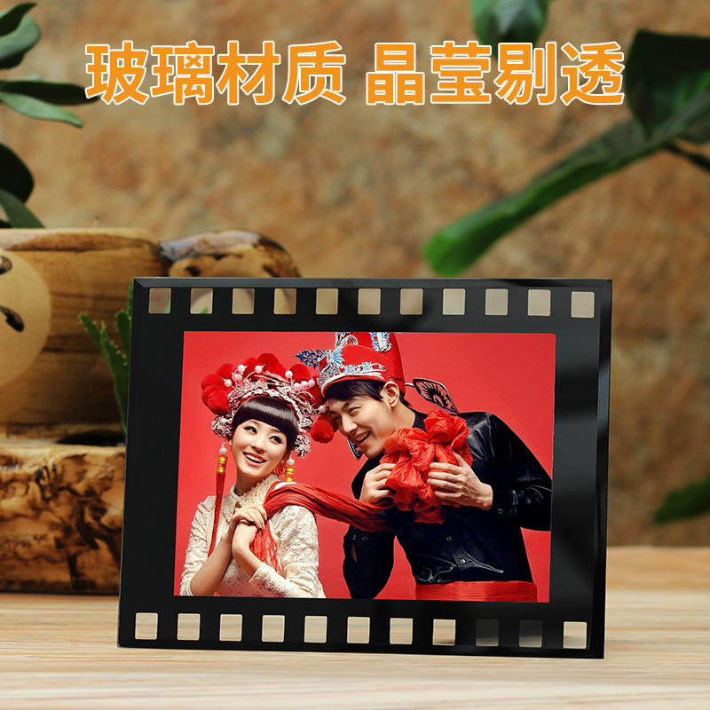 Movie Film Frame 6inch 7inch Children's Photo Wedding Photo Retro Crystal Glass Photo Frame Display Stand Retro Decoration