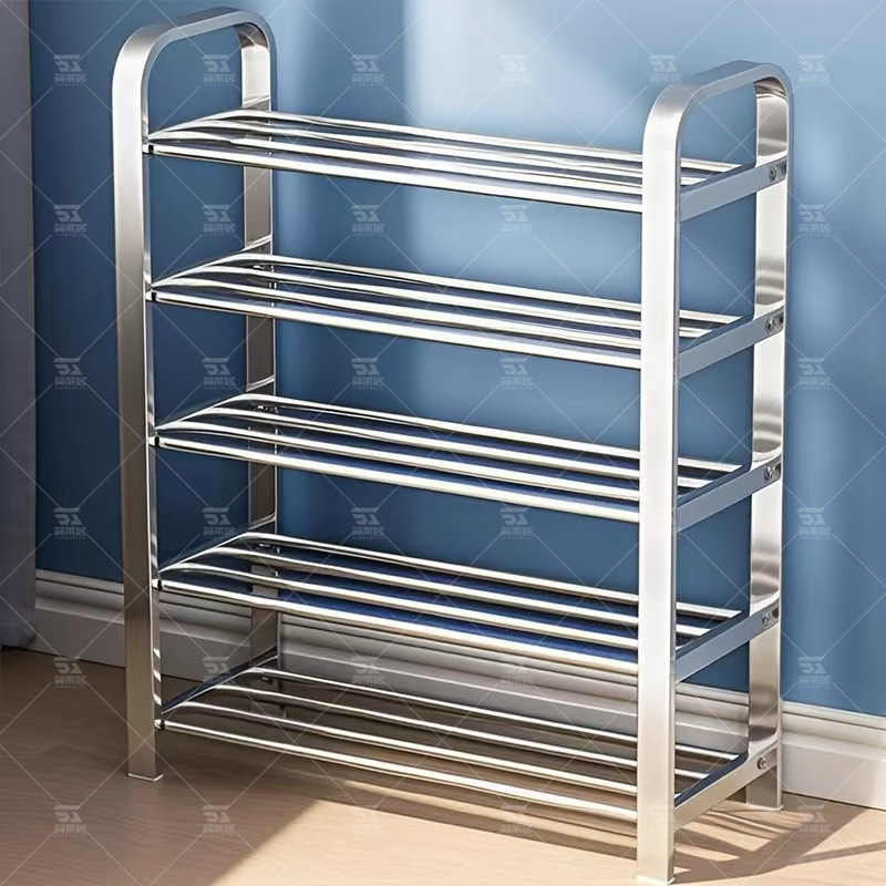 Shoe Rack Simple Entrance Door Stainless Steel Household Small Narrow Shoe Cabinet New 2025 Rental House Multi-Layer Storage Rack