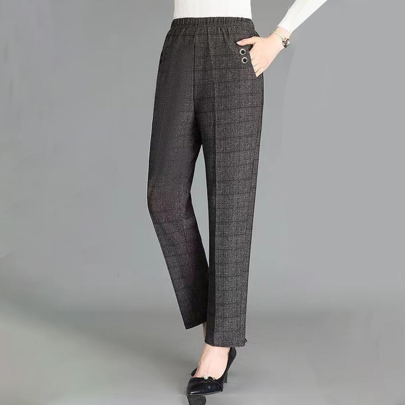 Picture of Autumn and Winter Thickened fleece-lined Middle-aged and Elderly Women's Pants Loose High Waist Casual Pants Outerwear Straight Leg Pants Mother's Pants plus size Cross-border