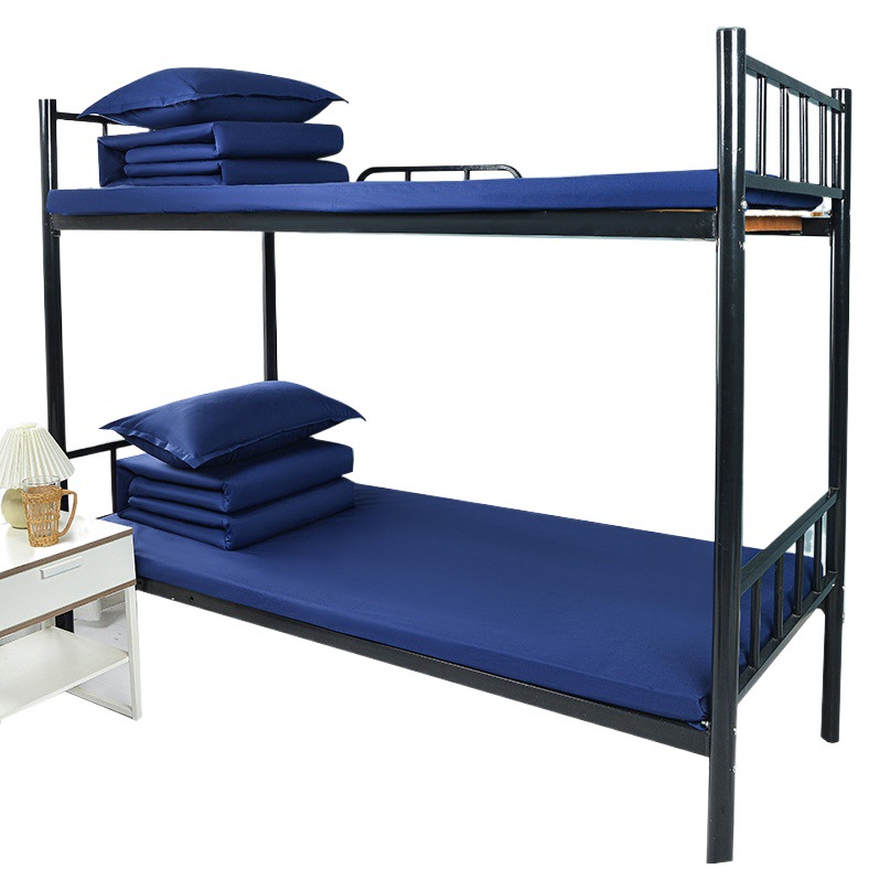 Pure Cotton Three-Piece Set Unit Staff Dormitory Single Bed Sheet Quilt Cover Blue Flame Blue Bedding