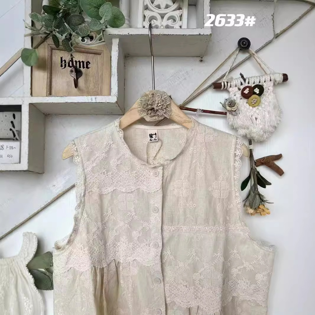 Picture of Huimei 2025 Spring New Women's Embroidered Linen Vest Top Export Cardigan Literary Style Women's Clothing