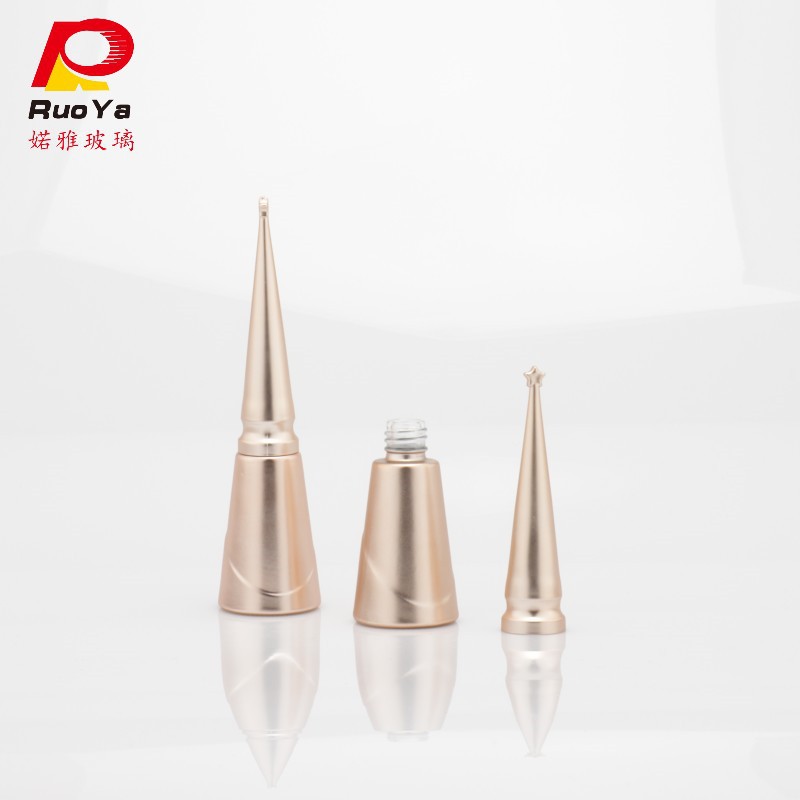 Nail Polish Bottle with Tapered Electroplated Design and Pointed Plastic Cap, Top Coat Gel, Plant-Based Gel, Phototherapy Nail Polish Glass Bottle, Hot-Selling Cross-Border Product