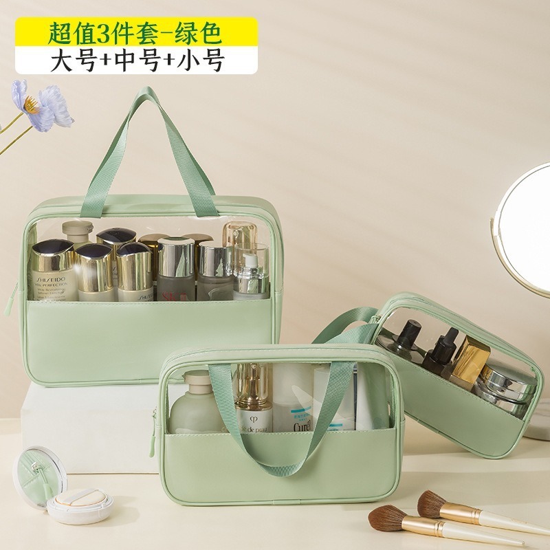Picture of Portable Transparent Cosmetic Bag, Large Capacity, Portable Waterproof Toiletry Bag, Multi-Functional Storage Bag, Transparent Splicing