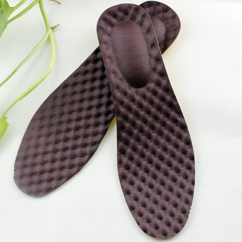 Special Invisible Inner Heightening Foot Massage Pattern Shock-Absorbing Casual Sports Military Training Soft Elastic Men's Insoles for Boots and Leather Shoes