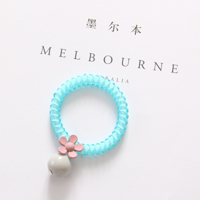 Picture of South Korea Phone Line Cute Hair Ring Base Flower Hair Rope Leather Cover Candy Color Hair Accessories Hair Rope Hair Accessories