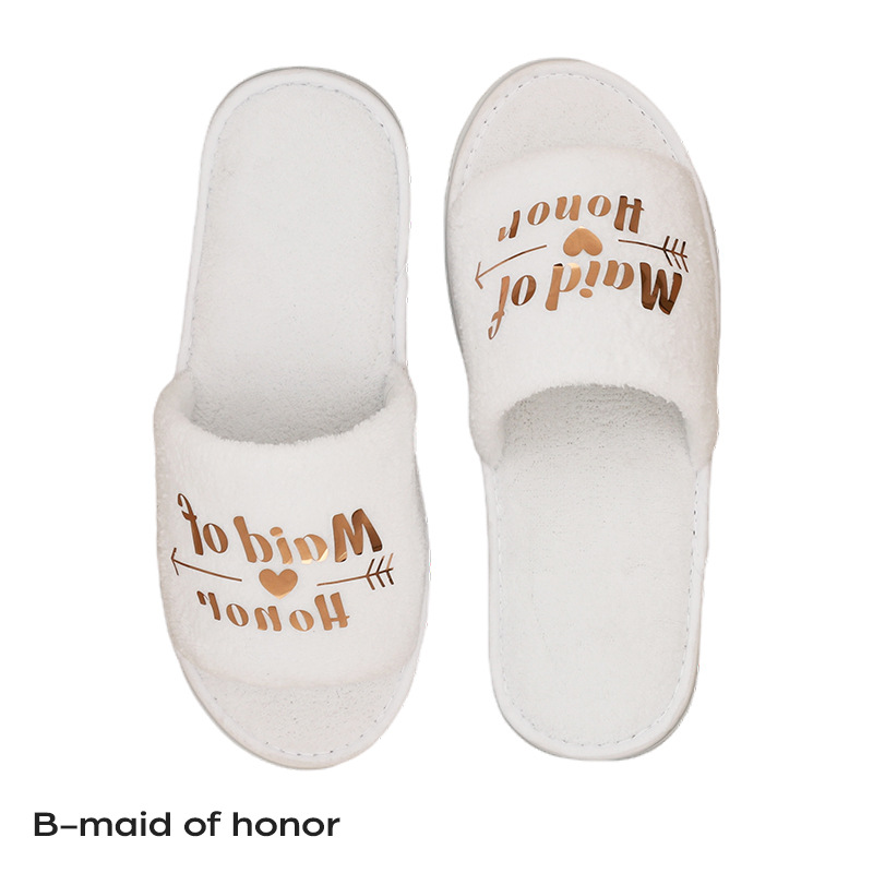 Picture of Wedding Pajamas Party Slippers Gold English Bronzing Letters Bride Bridesmaid Wholesale