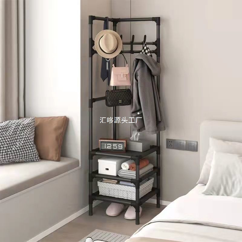 Triangular hanging hanger, floor-to-ceiling clothes rack, double-layer home rental house drying rack, floor-to-ceiling integrated corner coat rack