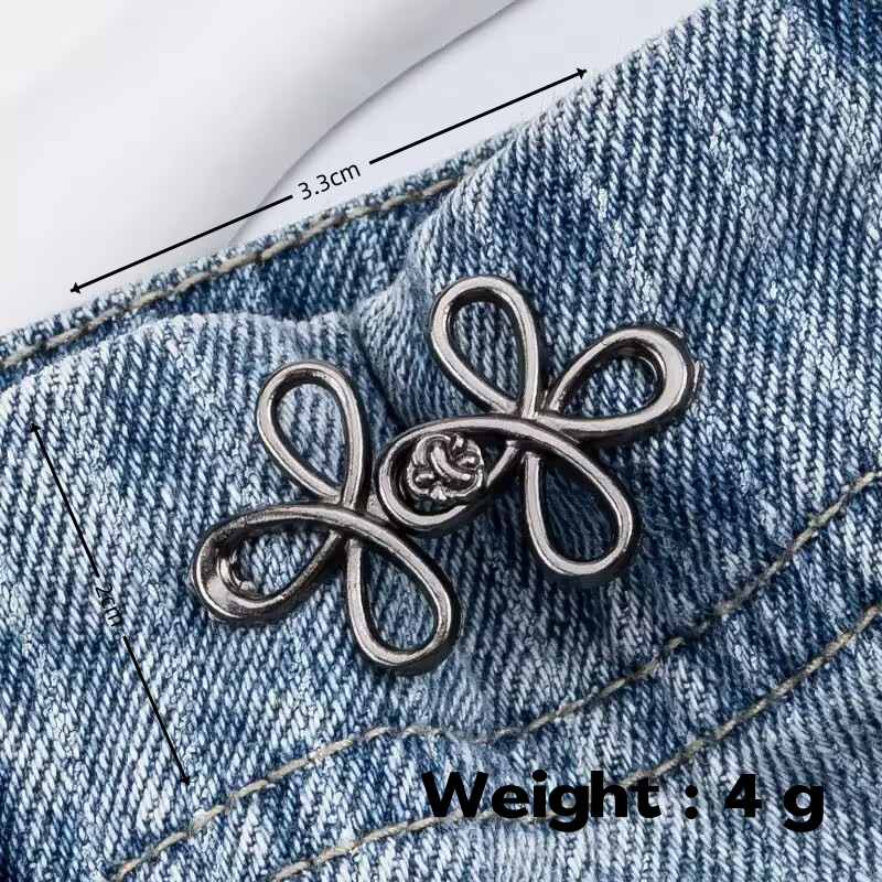 Picture of Chinese Knot Waist Buckle Pair Buckle Flat Bottom Removable Nail-free Seam-free Button Girl's Trouser Skirt Waist Size Change Artifact
