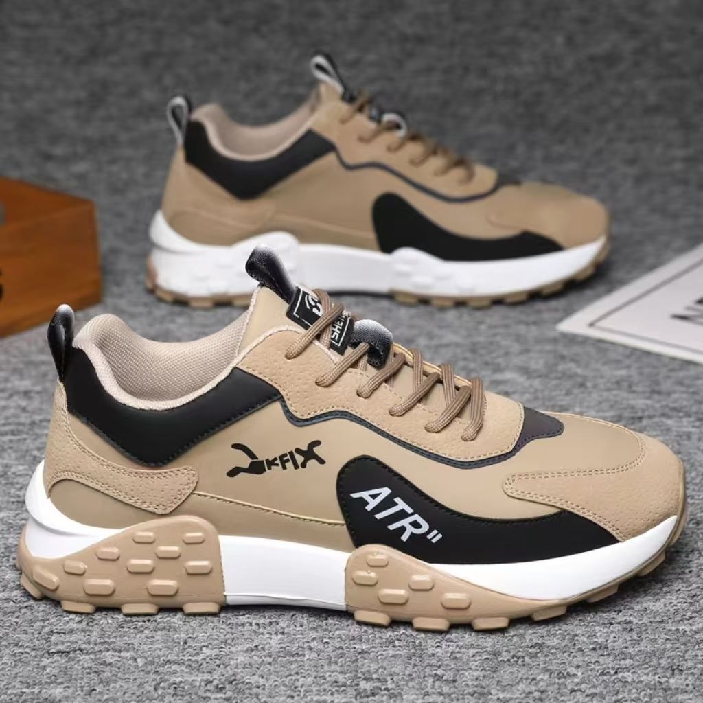 Men's Shoes Trendy All-match Men's sneaker Leather Breathable Soft Sole Running Shoes Casual Student Men's Shoes