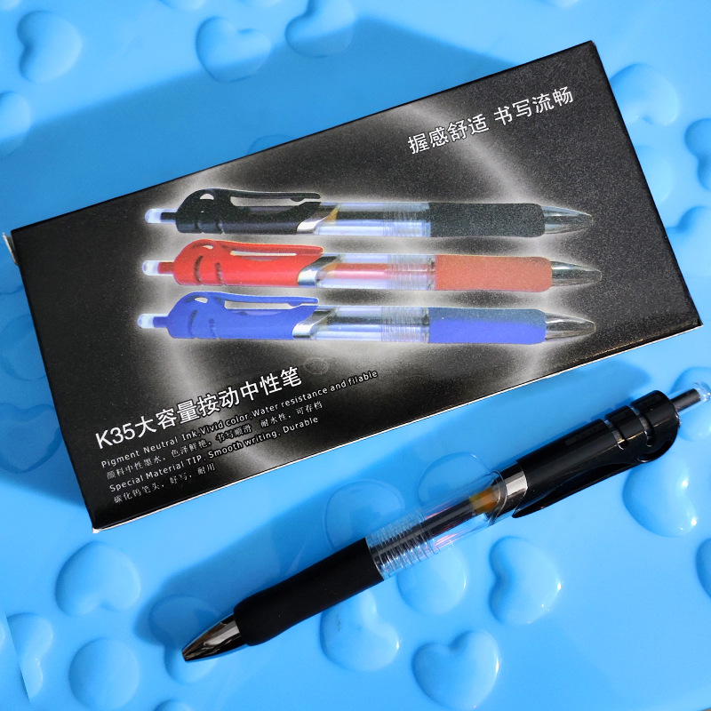 Picture of K35 Press-type Gel Pen Press Ballpoint Pen Red Black Blue Bullet Sign Pen Office Student Carbon Jump Pen