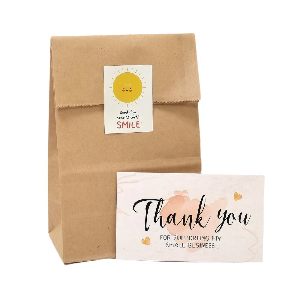 Picture of Amazon cross-border wholesale green leaf thank you card coated paper card thank you gift card pink packaging card