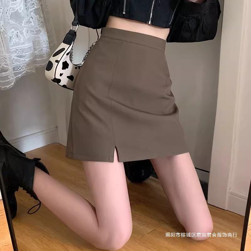 Black Short Skirt Women's Spring and Autumn 2024 New High Waist Slimming Meat Covering Summer Pants Hip Suit A- Line Skirt