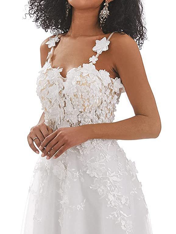 Picture of Foreign Trade Wedding Dress Sling Waist Slimming Lace Decal Perspective Light Wedding Dress Mori Travel Shot Cross-border Hot New Yarn