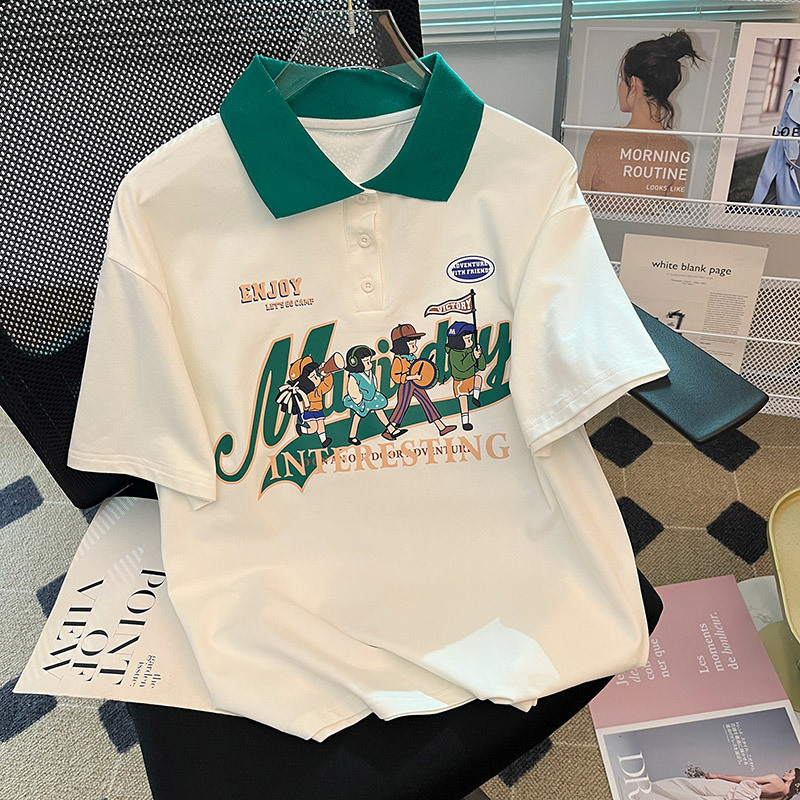 Girls Short-Sleeved T-Shirt 2025 New Summer Fashionable Kidsren's Family Wear Polo Shirt Casual Top