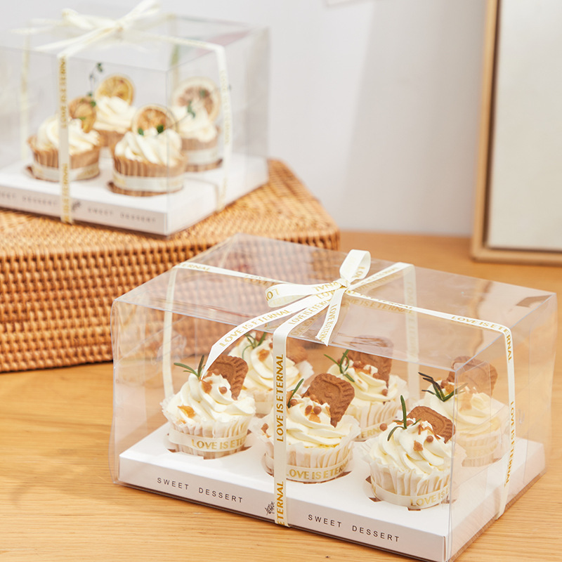 Cupcake packing box lily of the valley Mafen cup transparent plastic baking dessert packing box 2 grains 4 grains 6 grains 12 grains