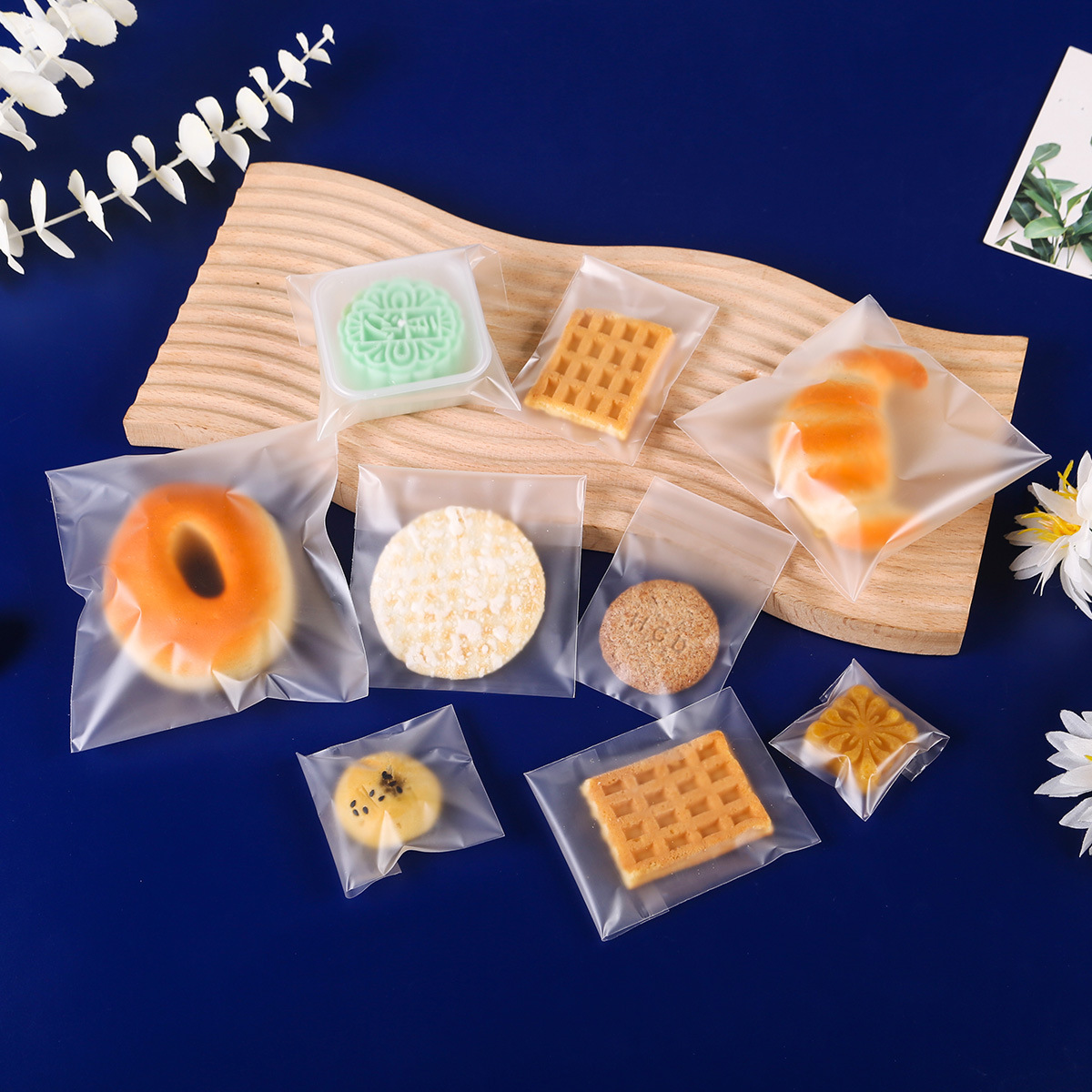 Frosted Translucent Self-Adhesive Bag, Snack Snowflake Pastry Packaging Bag, Cookie Flower Tea Ziplock Bag, Baked Nougat Biscuit Bag