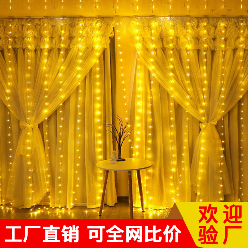 Led Copper Wire Curtain Lamp Amazon Cross-Border Popular Usb8 Function with Hook Waterproof Leather Wire Lamp Manufacturer Wholesale