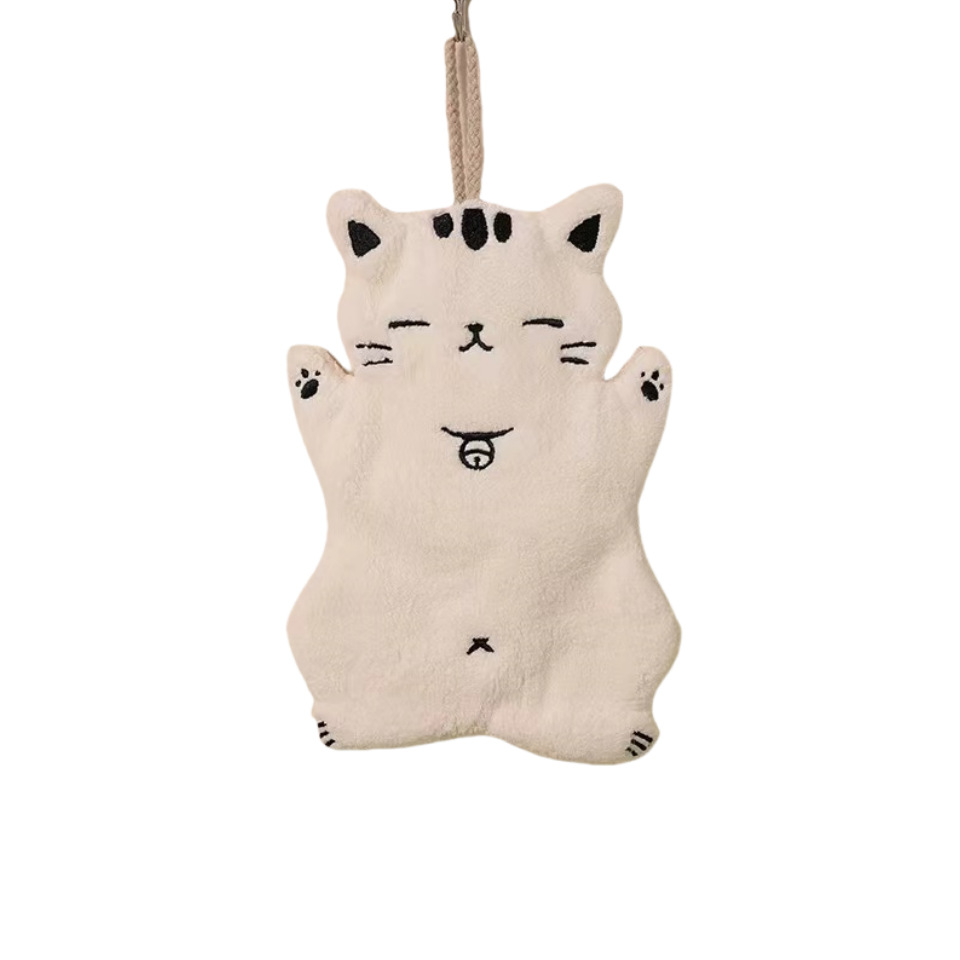 Picture of Cartoon towel can be hung non-stinky kitchen bathroom cute cat absorbent increased thick coral fleece towel