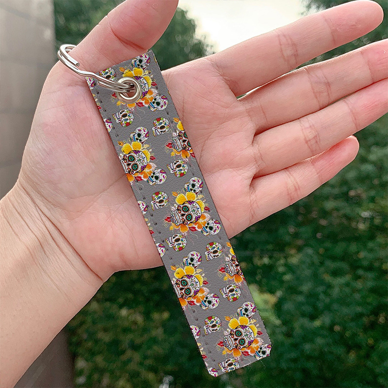 Picture of Amazon AliExpress European and American popular skull skull pu leather keychain wholesale in stock bag pendant