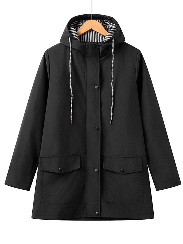 Europe and the United States new long sleeve anti-splashing long windbreaker women hooded spring and autumn coat jacket plus size foreign trade cross-border
