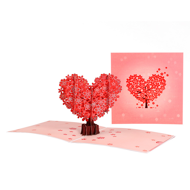 Picture of Teacher's Day Three-Dimensional Greeting Card Love Cherry Blossom Tree Paper Sculpture Valentine's Day Blessing Message Thank You Card Amazon Wholesale