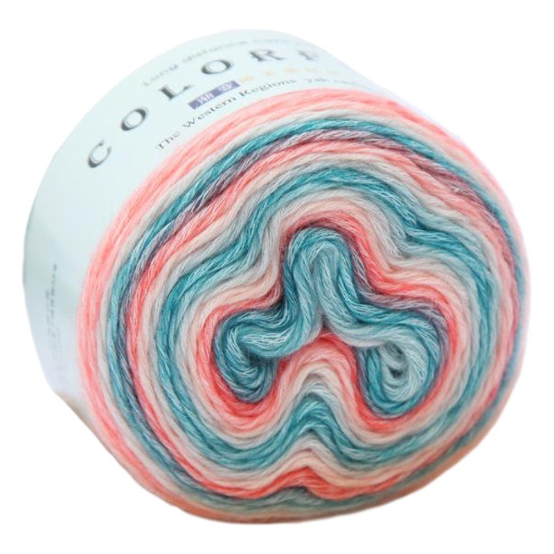Fancy gradient rainbow cake line scarf line single strand gradually spray wool hand-knitted sweater DIY coat stick needle thread