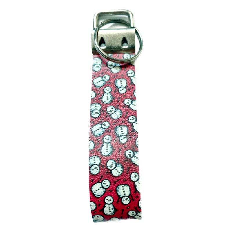 Cross-border Christmas leather keychain Santa Claus printing clothing pendant European and American fashion jewelry manufacturers supply
