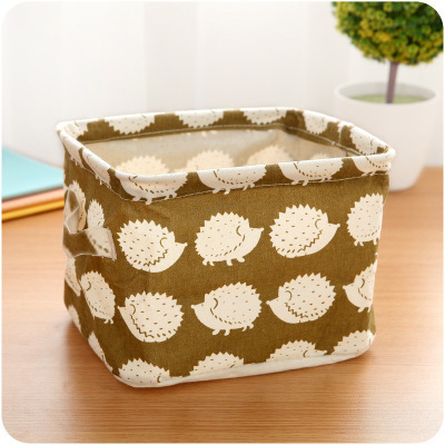 Picture of Fabric with Satchel Printed Cotton and Linen Storage Basket Desktop Miscellaneous Storage Box Cabinet Small Clothing Fabric Storage Basket
