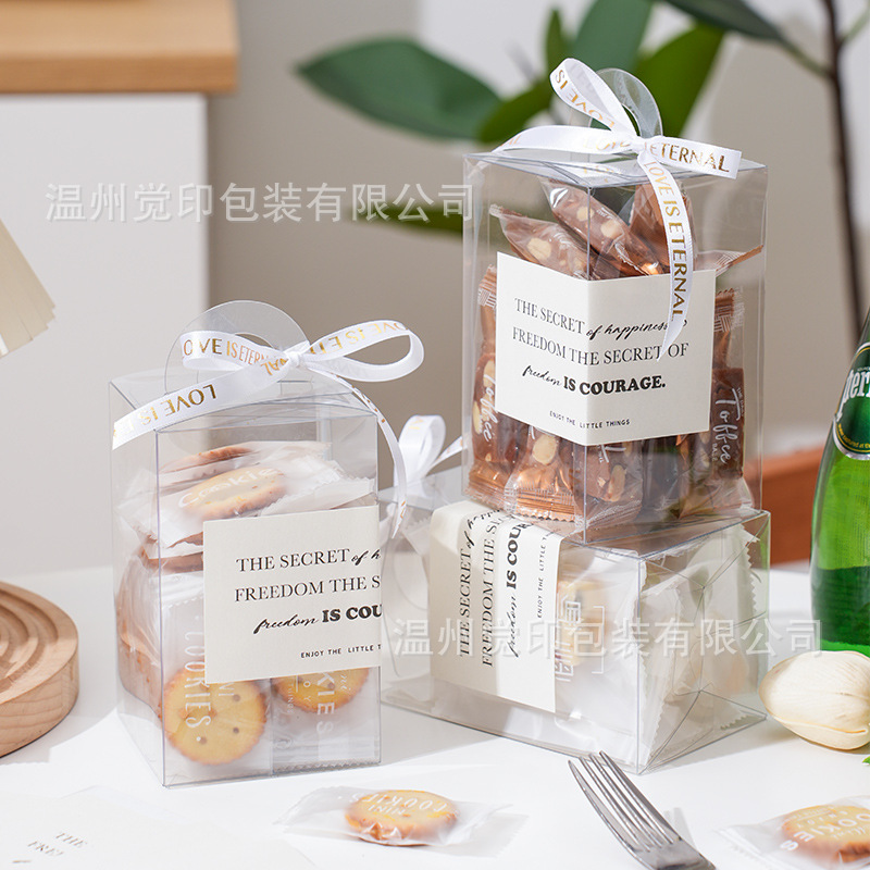 Biscuit Transparent Portable PET Box Glutinous Rice Boat Snowflake Crisp Baking Packaging Box Nougat Thickened Heightener Gift Box