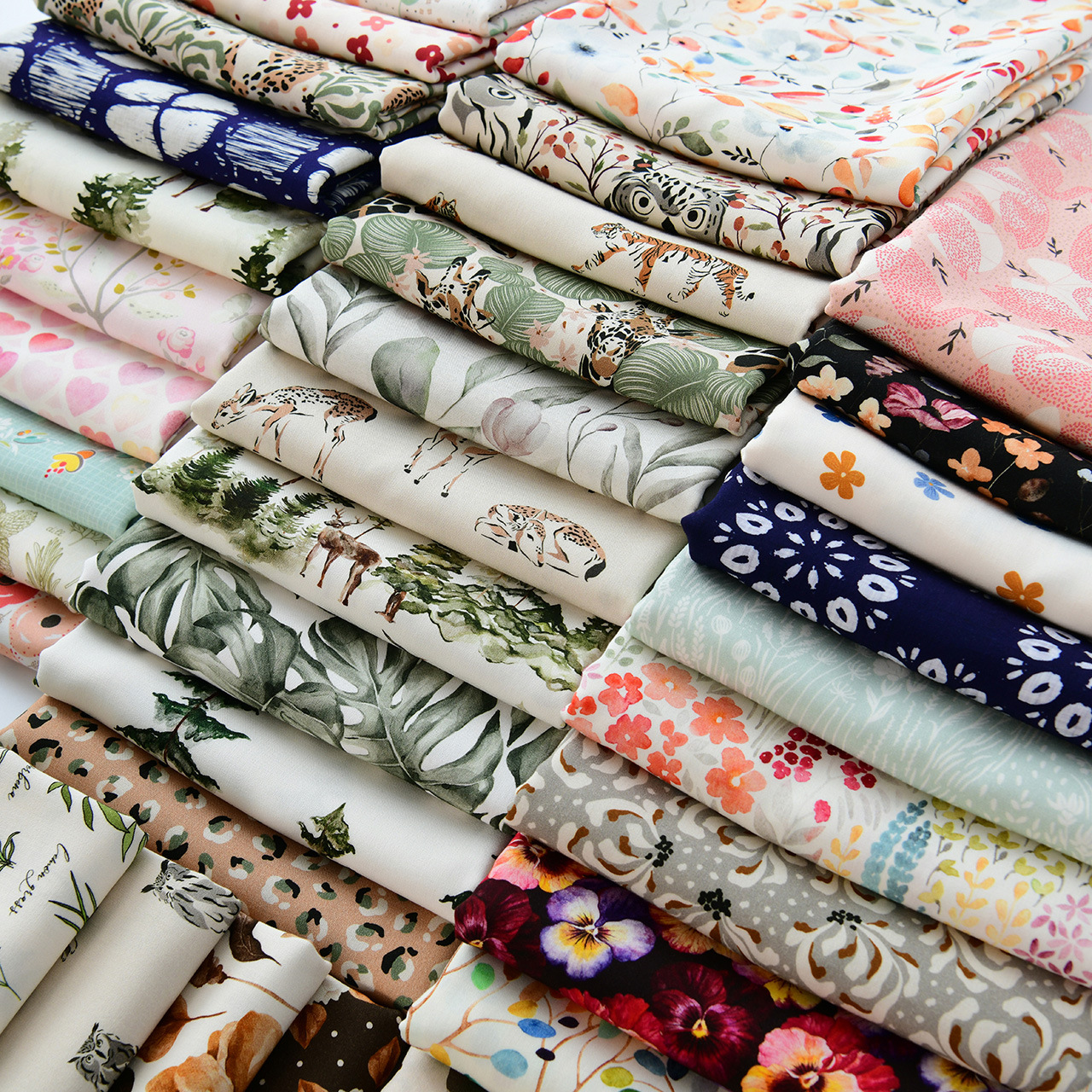 20 Pieces of Artificial Cotton Fabric Floral Plant Handmade Clothing Dress Summer Cool Quilt Cotton Silk Cotton Silk Fabric