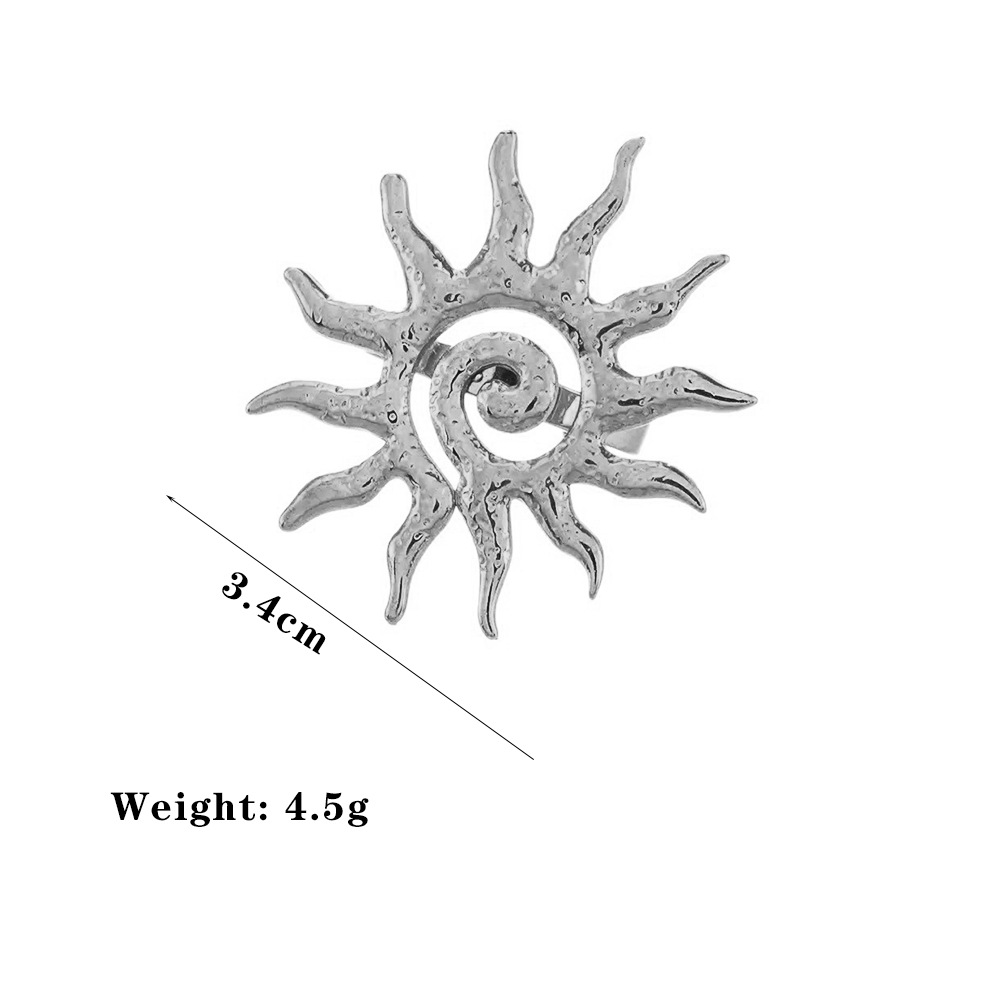 Picture of Cross-Border New Sun Pendant Titanium Steel Necklace Earrings Ring Women's Design Light Luxury Niche High-End Jewelry Set