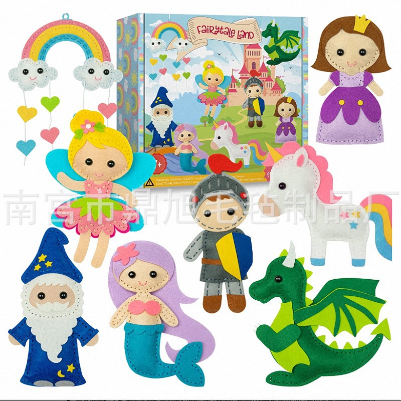 DIY sewing felt plush animal art kit children sewing set felt toy castle set