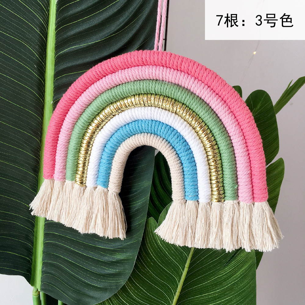 Picture of Rainbow Decoration Ins Unicorn Pendant Home Kidsren's Room Decoration Pendant Hand-Woven Rainbow Pendant Wall Decoration