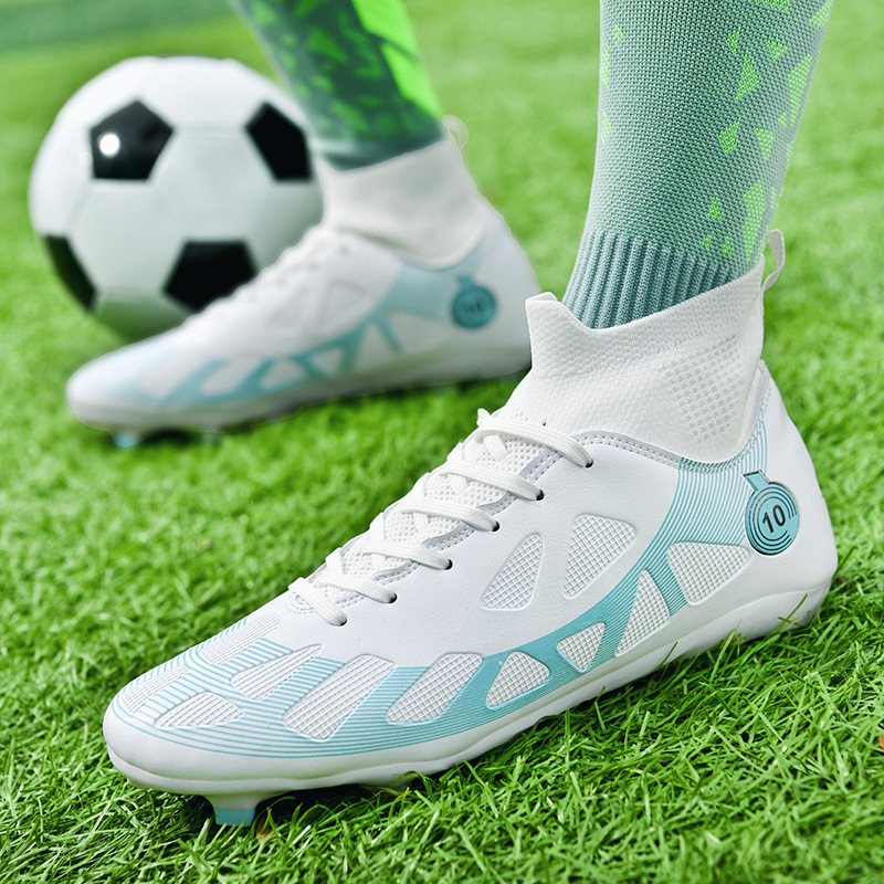 Football shoes high-top 2024 autumn new long and short nail sneakers foreign trade plus size 46 men's adult sports wholesale