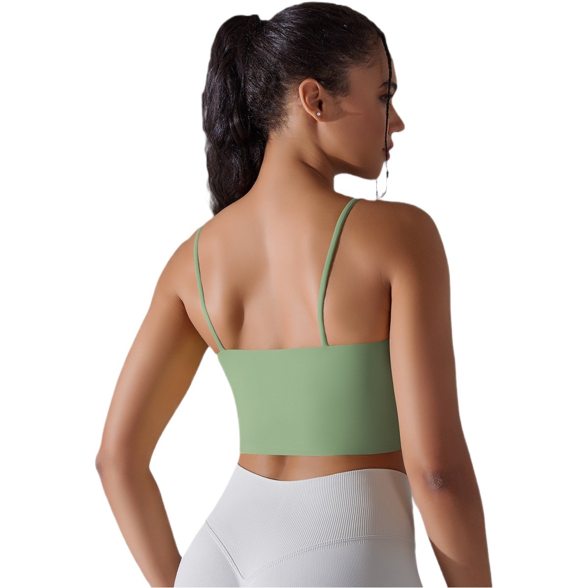 New solid color yoga Vest Women's fixed chest pad sexy thin strap beauty back fitness top half strap yoga clothes