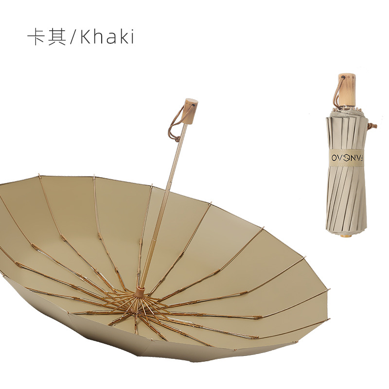 Picture of Large wholesale 16 bone automatic long handle umbrella sunshade sunscreen straight rod umbrella men's and women's dual-use umbrella customized advertising