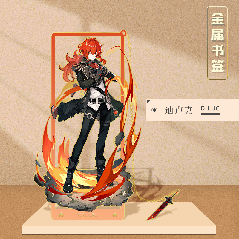 Picture of Peripheral hollow metal bookmark nasida Wendi walnut Zhongli Shenhe cartoon character bookmark stationery