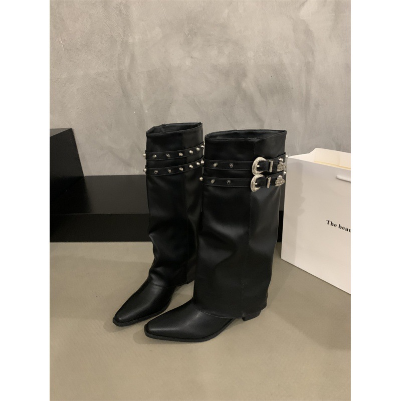 Autumn and Winter 2024 New Fashion All-match Boots Women's Pointed Embroidered Western Cowboy Boots Knight Boots High Heel Long