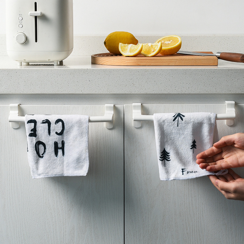 Picture of Cabinet Rack Creative Kitchen Bathroom Hole-free Cabinet Door Towel Rack Bathroom Rack Plastic Storage Rack