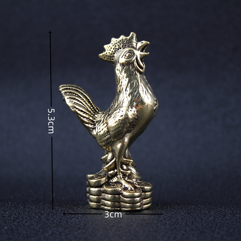 Picture of Golden Rooster Independent Striking Brass Ornaments Zodiac Chicken Office Ornaments Gift Birthday Gift Tea Pet