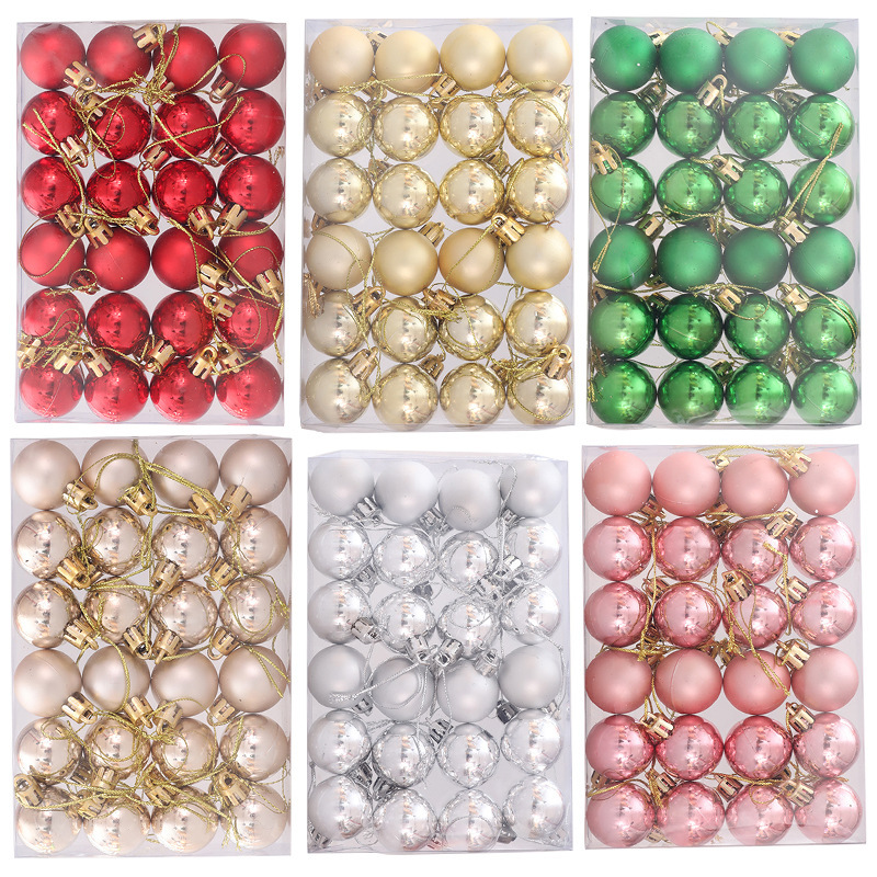 Cross Border Christmas Ball 3cm24 Boxed Ball Set Plastic Plated Christmas Ball Christmas Tree Creative Decorative Gift