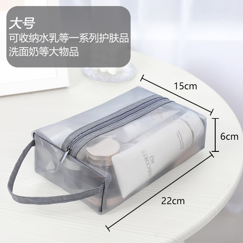Picture of Mesh Portable Cosmetic Bag Women's Travel Transparent Wash Bag Skin Care Products Lipstick Eye Shadow Brush Storage Bag Large Capacity