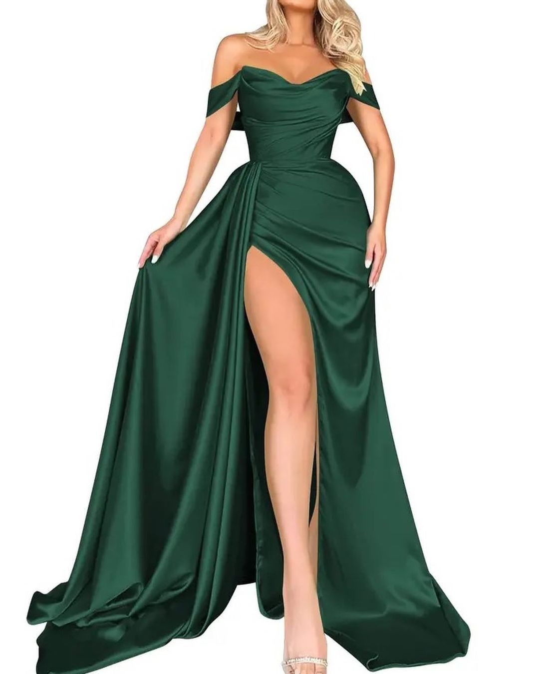 Picture of Bridesmaid Dress Floor-Length Evening Gown Slit Floor-Length Bridesmaid Evening Dress