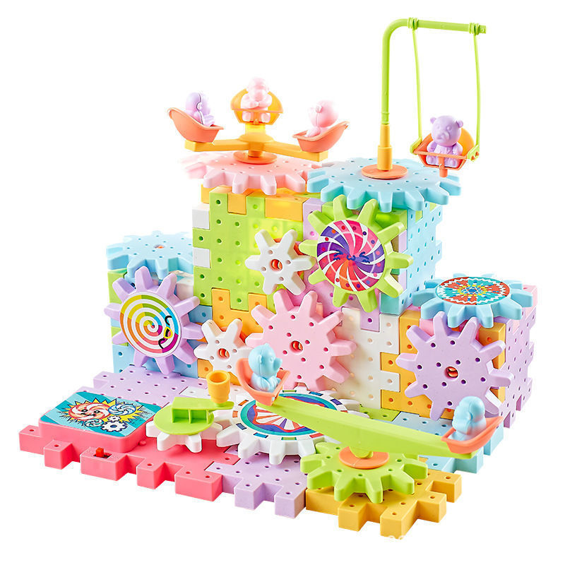 Picture of Children's Ever-Changing Electric Building Block Paradise Insert Large Particle Puzzle Set Boys and Girls Assembly Toys Street Stalls