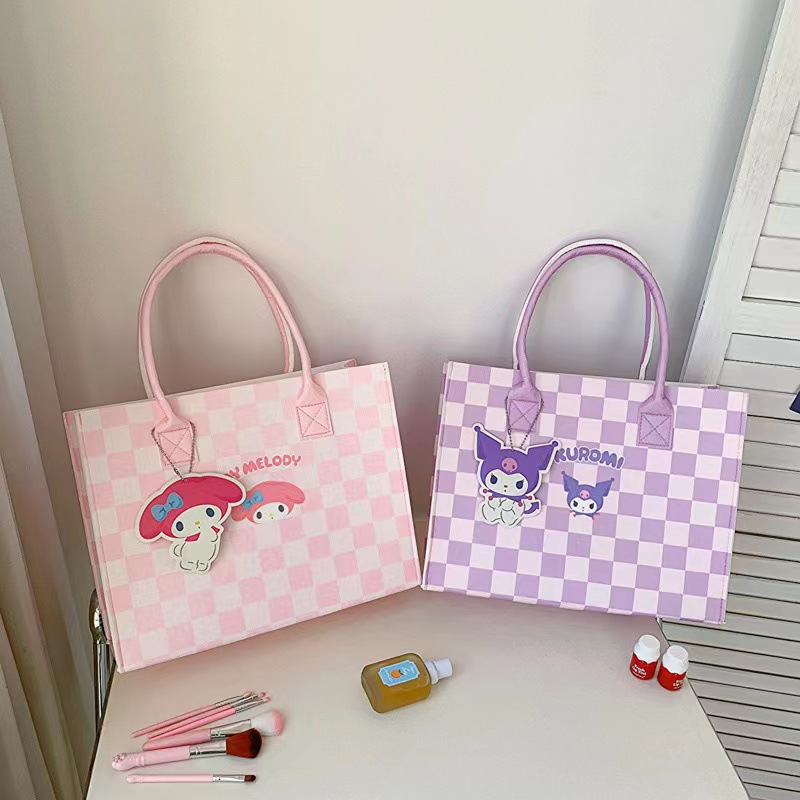 Kuromi Large-Capacity Felt Tote Bag, My Melody and Cinnamoroll Cute Cartoon Elementary School Student Tutoring Cute Style
