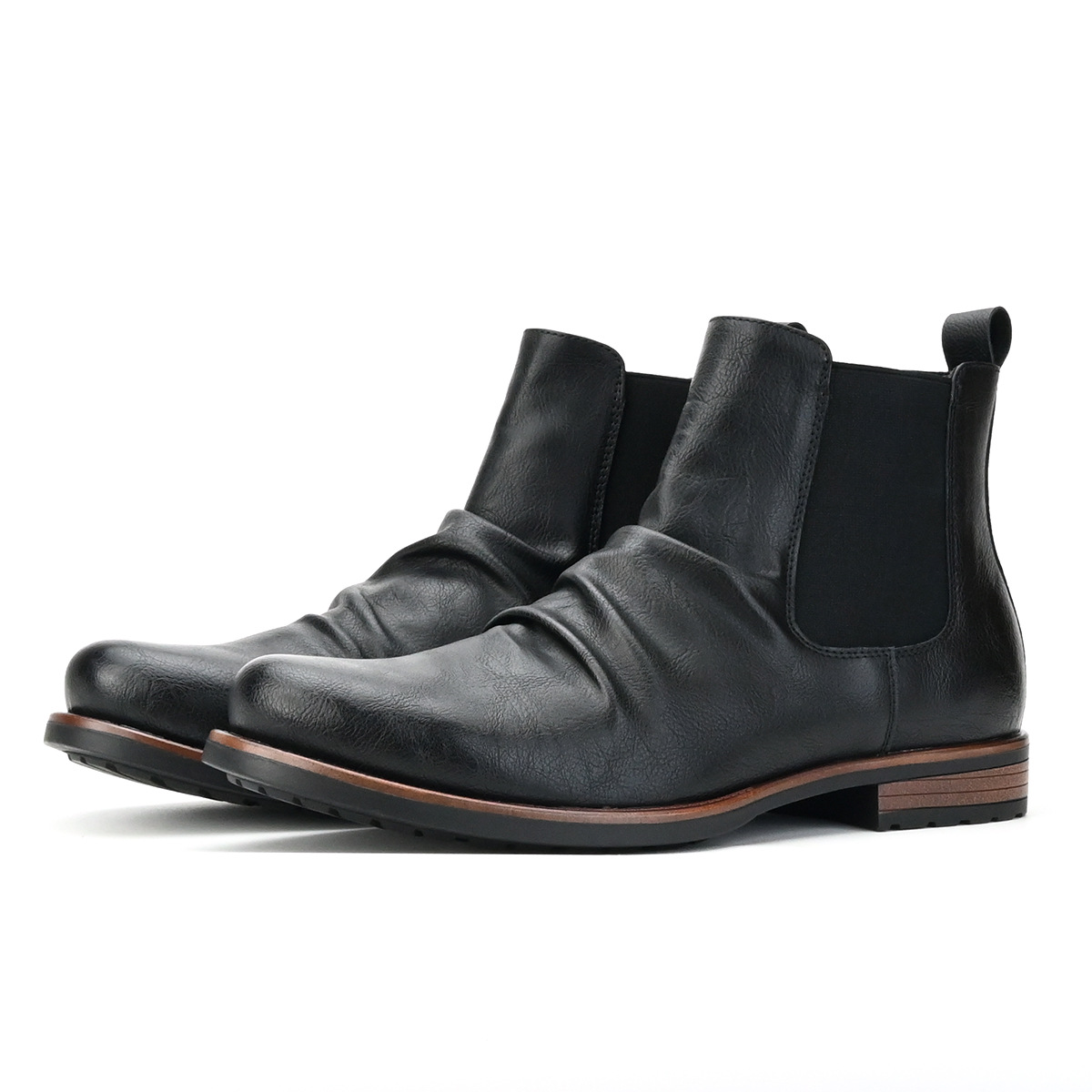 Men's Double Elacite British Style Low Heel Vintage Boots Daily Casual Ankle Boots
