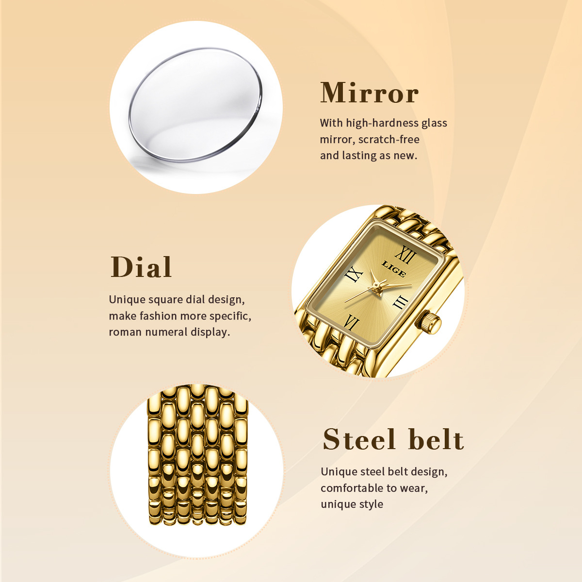 Picture of LIGE Cross-border New Casual Simple Small Square Quartz Watch Niche Exquisite Watch Elegant High-value Watch